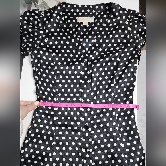 Michael Kors Black and White Polka Dot Dress/Shirtdress XXS (FAST SHIPPING) - Picture 6 of 8